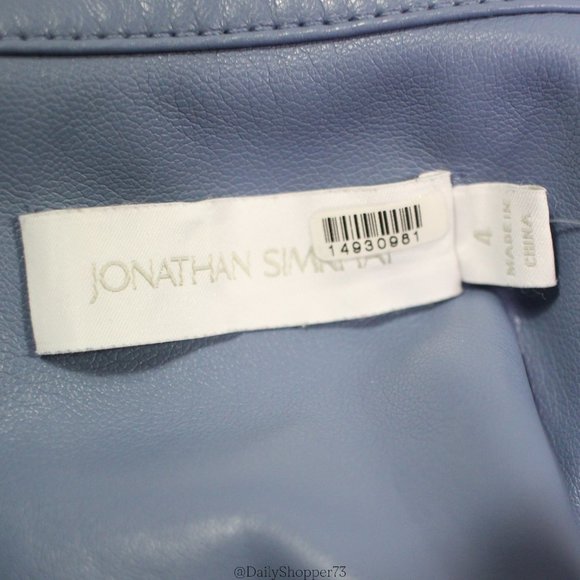 Jonathan Simkhai "Shaelyn" Faux Leather Powder Blue Cutout Shirt Dress - Picture 7 of 10